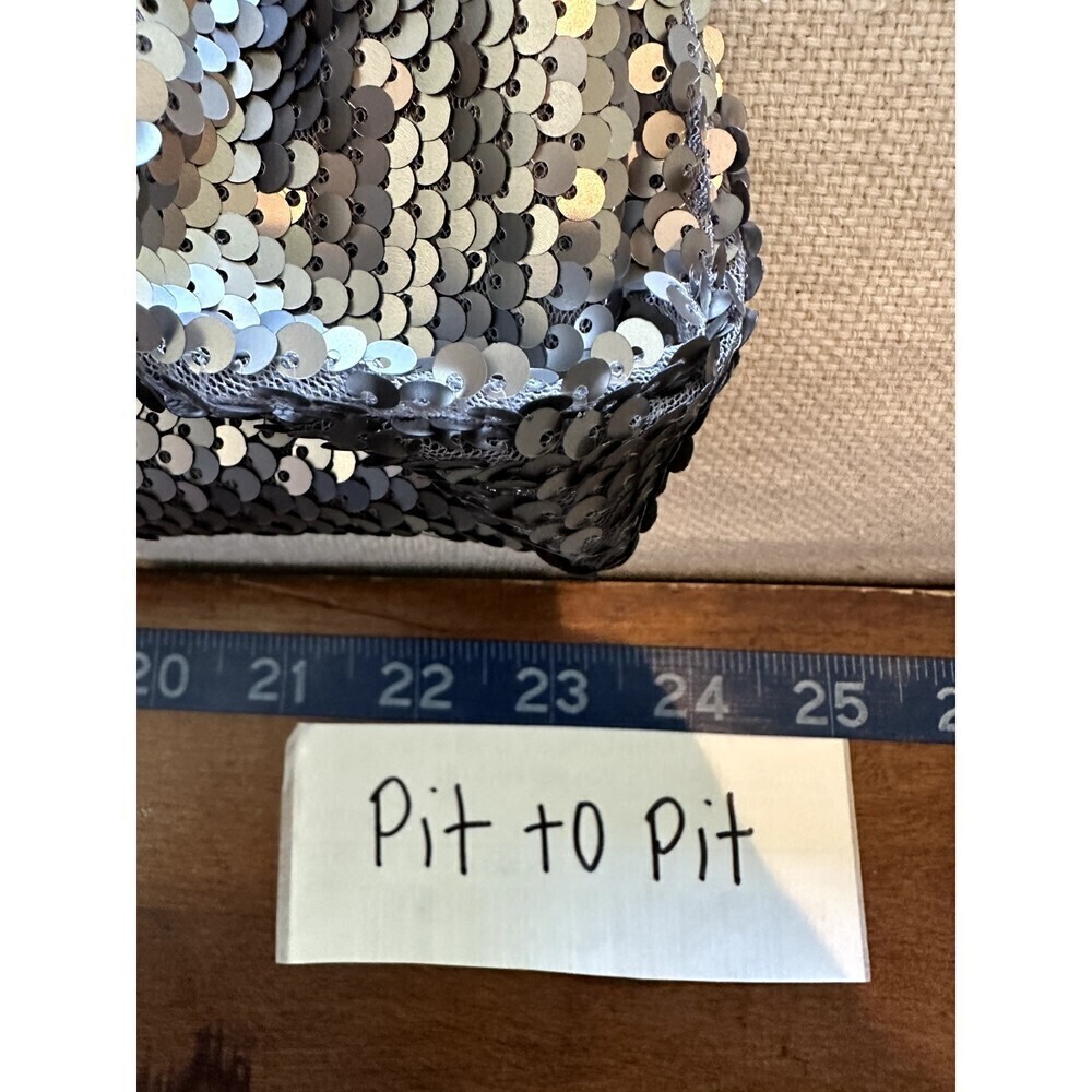 Hayden Los Angeles Silver Sequin Top Woman's Size S cocktail event holiday glam - Picture 7 of 16